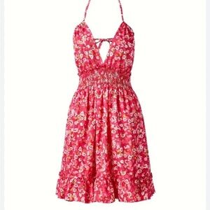 NWT Pink Floral Backless Sleeveless Flouncy Springtime Dress Size Medium